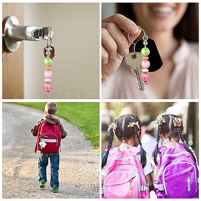 8Pcs 4 Colors Iron Bar Beadable Keychain for Jewelry Making DIY Crafts FIND-YW0005-17-1