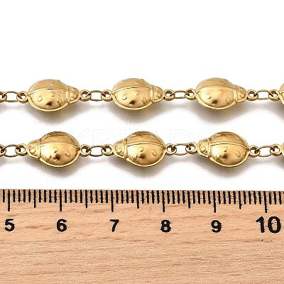 304 Stainless Steel Ladybug Link Chain Necklaces for Women Men NJEW-K249-21A-G-1