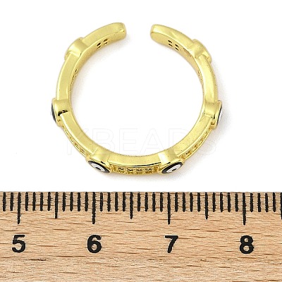 Brass Micro Pave Clear Cubic Zirconia Enamel Cuff Rings for Women RJEW-L113-022G-1