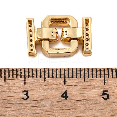Brass Micro Pave Clear Cubic Zirconia Fold Over Clasps KK-P291-12G-1