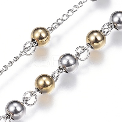 Non-Tarnish 201 Stainless Steel Rosary Bead Necklaces NJEW-D285-37-1
