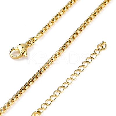 Rack Plating Brass Box Chain Necklaces for Women NJEW-A035-05G-02-1