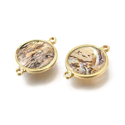 Brass Pave Natural Paua Shell Connector Charms KK-E794-01G-02-1