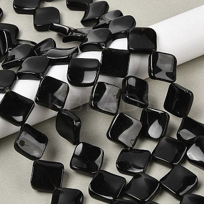Natural Black Stone Beads Strands G-L239-18-1