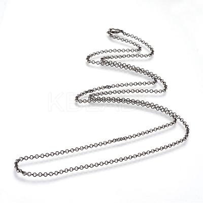 Iron Rolo Chains Necklace Making MAK-R015-60cm-B-1