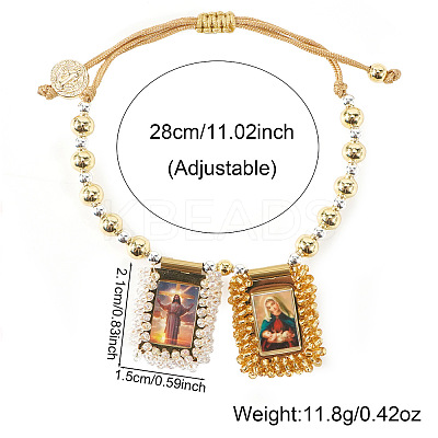 Adjustable Jesus & Virgin Mary Charm Cord Bracelets KQ6530-1
