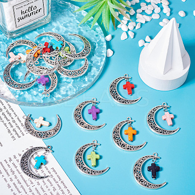 16Pcs 8 Colors Dyed Synthetic Turquoise Pendants FIND-TA0004-37-1