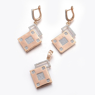 Brass Micro Pave Cubic Zirconia Jewelry Sets SJEW-F189-07KCG-1