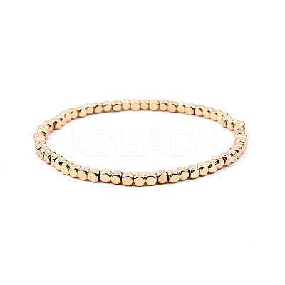 Gold-tone Miyuki Elastic Crystal Beaded Bracelet with Acrylic Tube Beads ST1647267-1