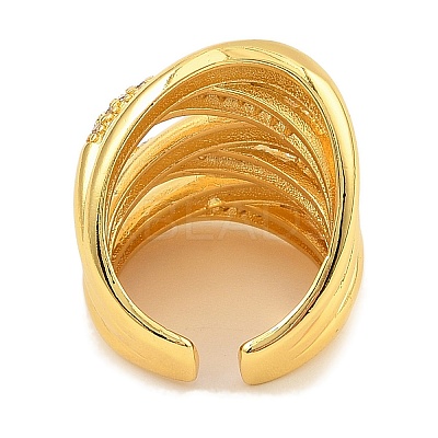 Brass Micro Pave Cubic Zirconia Cuff Rings RJEW-S392-15G-1