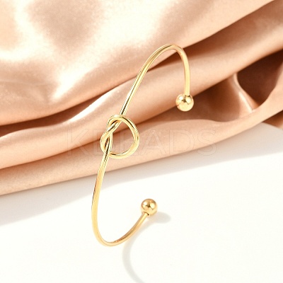 Ion Plating(IP) 304 Stainless Steel Knot Cuff Bangles for Women LS-BJEW-M233-04G-1