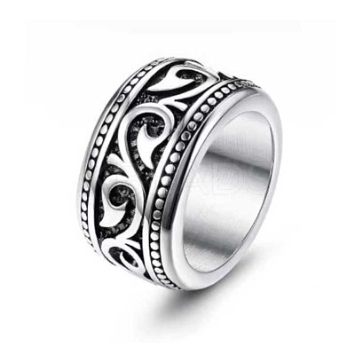 316 Stainless Steel Finger Ring with Enamel for Men PW-WG56139-02-1