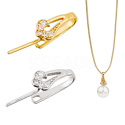 2Pcs 2 Colors 925 Sterling Silver Cubic Zirconia Pendants Bails STER-HS0001-13-1