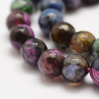 Faceted Natural Fire Crackle Agate Beads Strands X-G-F447-10mm-A07-1