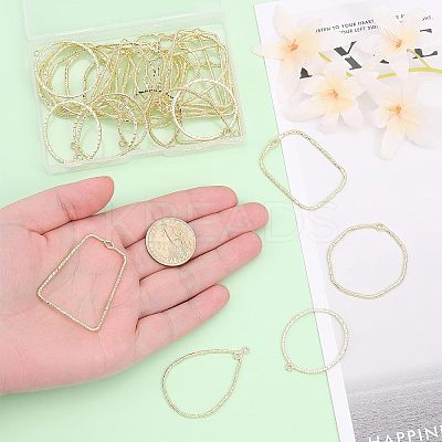 30Pcs 5 Styles Alloy Open Back Bezel Pendants FIND-CA0006-15-1