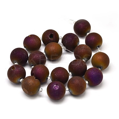 Round Electroplated Natural Druzy Geode Quartz Crystal Beads Strands G-A143B-20mm-05-1