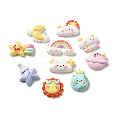 Cartoon Cloud & Rainbow & Earth & Planet Opaque Resin Decoden Cabochons RESI-R443-03-1