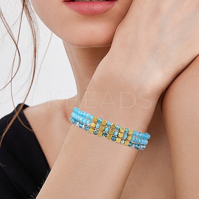 30Pcs 30 Colors Faceted Round Glass Beaded Stretch Bracelet Sets for Women Girl BJEW-SW001602-1