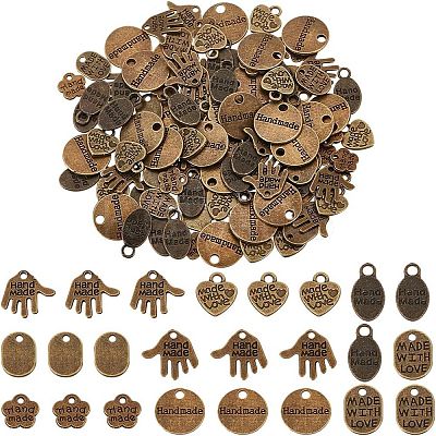 180Pcs 6 Styles Tibetan Style Alloy Pendants TIBEP-AR0001-13-1