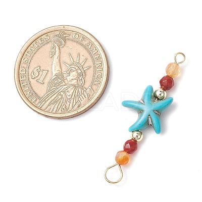 4Pcs 4 Colors Summer Beach Dyed Synthetic Turquoise Connector Charms PALLOY-JF03746-02-1