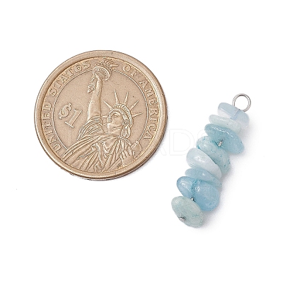 3Pcs Natural Aquamarine & Flower Amazonite & Synthetic Stone Chip Beaded Constellation Pendants PALLOY-JF03043-11-1