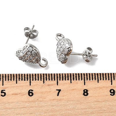 Brass Micro Pave Cubic Zirconia Stud Earring Findings KK-Z102-12P-1