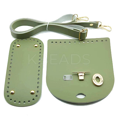 Handmade PU Leather Crochet Shoulder Bag Accessories Kits PW-WG3C495-03-1