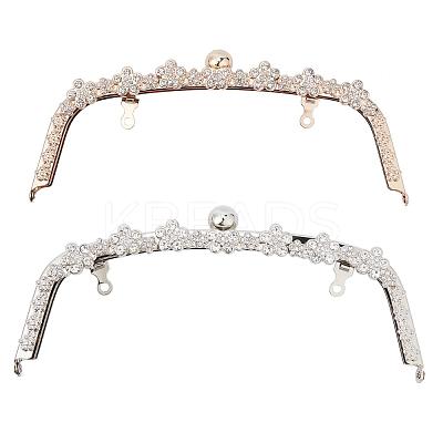 2 Sets 2 Colors Iron with Glass Rhinestone Purse Frame Handle FIND-WR0001-14-1
