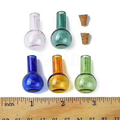 10Pcs 5 Colors Mini High Borosilicate Glass Bottle Bead Containers GLAA-FS0001-71-1