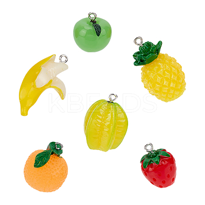 12Pcs 6 Styles Resin Pendants RESI-FP0001-41-1