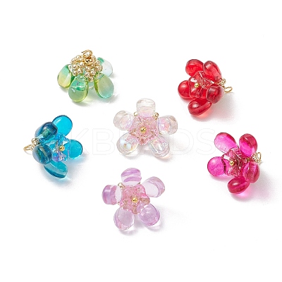 Glass Flowers Pendants PALLOY-MZ00629-1