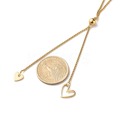 Heart Lariat Necklace for Girl Women NJEW-JN03710-1