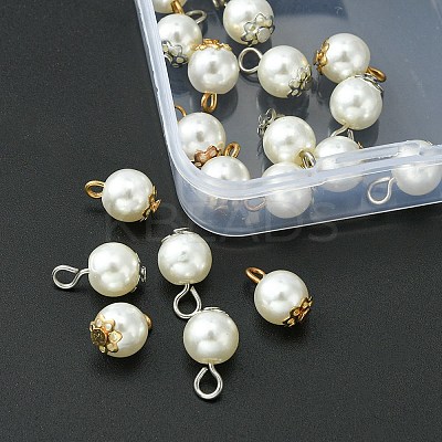 20Pcs 2 Colors Resin Imitation Pearl Round Charms RESI-YW0001-42-1