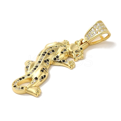 Rack Plating Brass Micro Pave Black Cubic Zirconia Pendants KK-P267-01D-G-1
