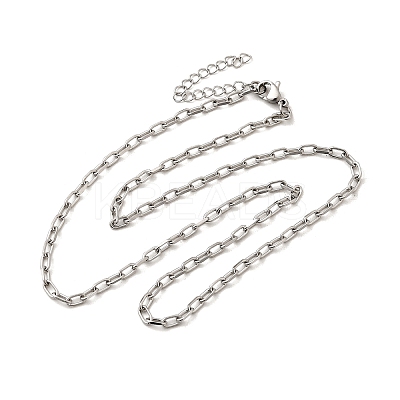 2.5MM 304 Stainless Steel Paperclip Chain Necklaces for Women Men NJEW-A054-03P-1