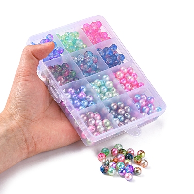 360Pcs 12 Style Rainbow ABS Plastic Imitation Pearl Beads OACR-YW0001-02-1