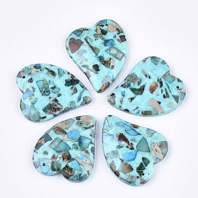 Assembled Synthetic Imperial Jasper and Turquoise Pendants G-S329-054A-1