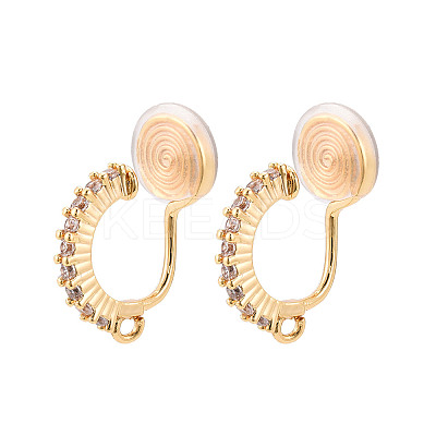 Brass Micro Pave Cubic Zirconia Clip-on Earring Findings KK-N261-122B-G-1
