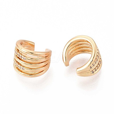 Brass Micro Pave Clear Cubic Zirconia Cuff Earrings EJEW-T047-65G-1