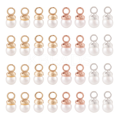 40Pcs 4 Colors Brass ABS Imitation Pearl Pendants KK-TA0001-73-1