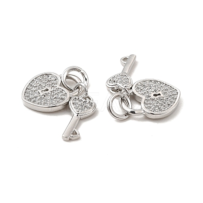 Brass Micro Pave Clear Cubic Zirconia Charms KK-E068-VB177-1