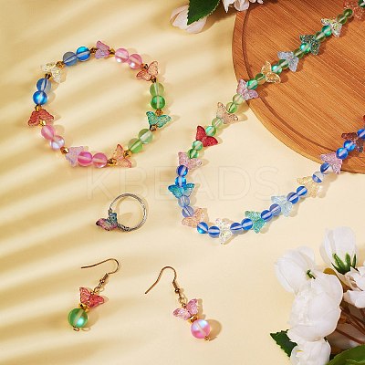 200Pcs 10 Style Transparent Spray Painted Glass Beads GLAA-SZ0001-81-1