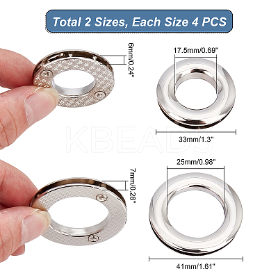 8Pcs 2 Style Alloy Handbag O Ring Bags Buckles FIND-CA0003-76-1