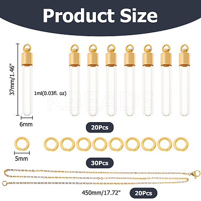DIY 304 Stainless Steel & Glass Bottle Pendant Necklace Making Kits DIY-HS0001-51G-1
