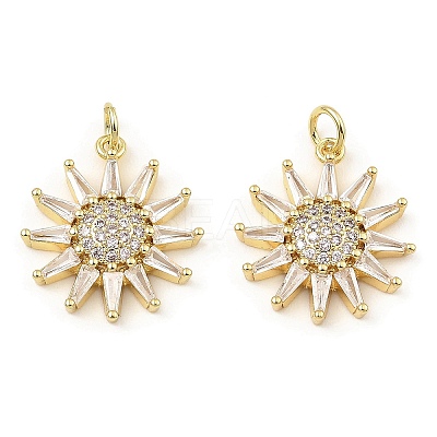 Rack Plating Brass Micro Pave Clear Cubic Zirconia Pendants KK-M253-10G-01-1