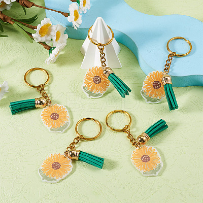 Acrylic Sunflower Pendant Keychains KEYC-TAC00010-1