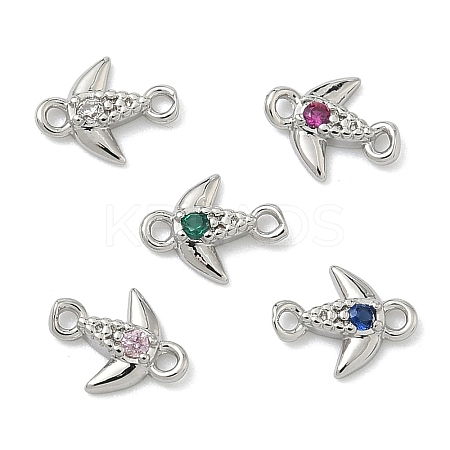 Brass Pave Cubic Zirconia Fish Connector Charms KK-G548-17P-1