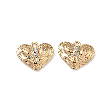 Brass Micro Pave Clear Cubic Zirconia Charms KK-A280-08G-1