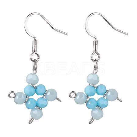Rhombus Glass Beaded Dangle Earrings EJEW-JE05768-1