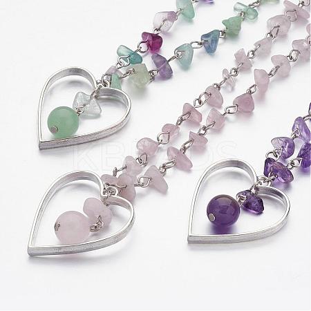 Natural Gemstone Beaded Necklaces NJEW-JN01709-1